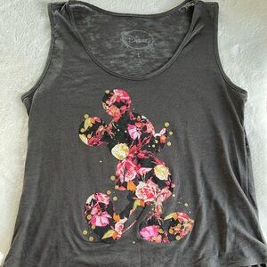 SOLD Disney Asymmetrical Hem Floral Mickey Tank Top